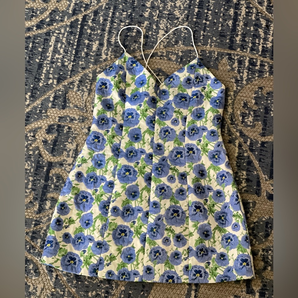 Alice + Olivia Tayla Lantern Floral Perfect Pansy Jacquard Mini Dress  $450